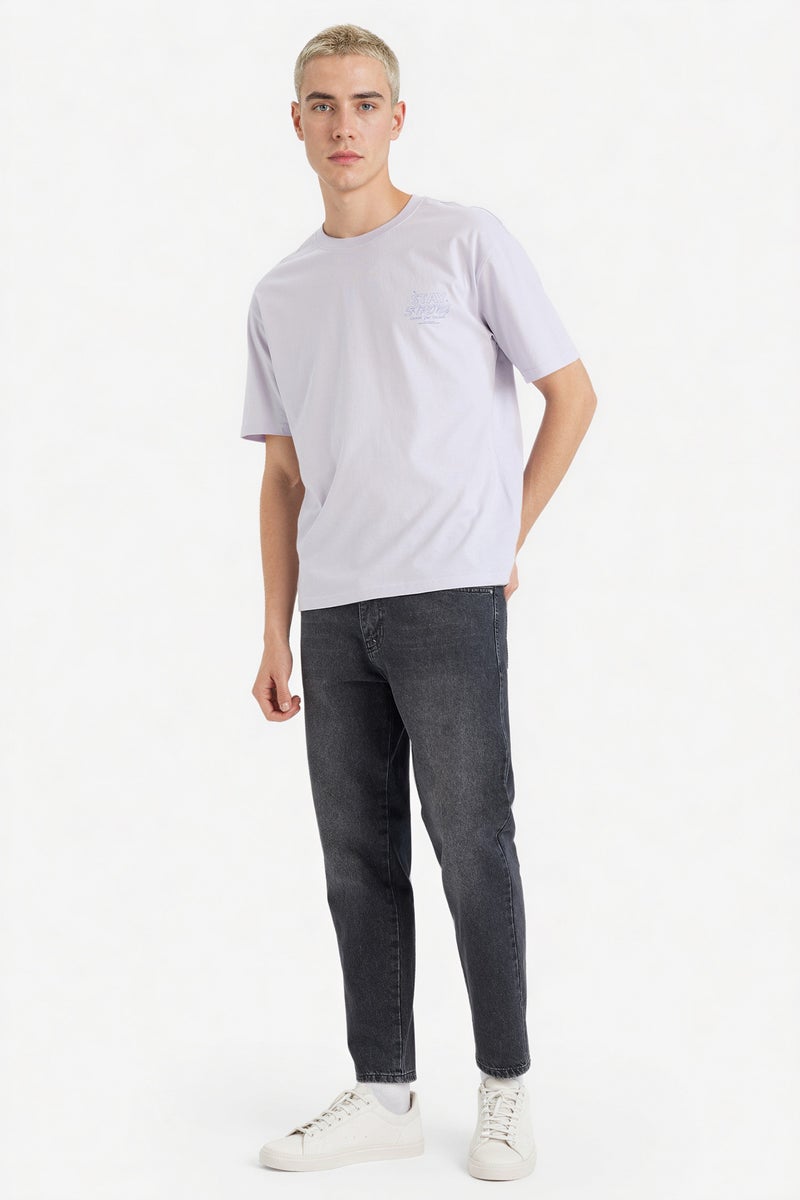 DeFacto Purple Man Boxy Fit Crew Neck T-Shirt Casual - Image 2